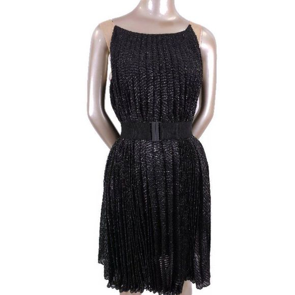 NWT Maria Lucia Hohan Limited Series Knife Pleated Metallic Party Dress - Picture 2 of 16
